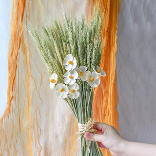 Aiman dried flowers preserved flower decorative ornaments cotton real flowers small fresh eucalyptus leaves daisies pine cones living room bedroom flower arrangement violet + wheat bouquet with glass vase