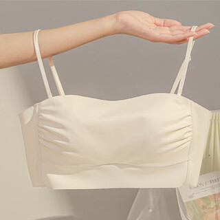 Guiqi tube top underwear for women to push up small breasts to prevent exposure and beautiful back 2025 new style wrapped chest camisole one-piece bra white tube top underwear milky white m (34/75abc)