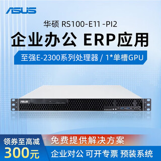华硕1U机架式服务器主机数据库电脑RS100 至强E-2374G 3.7G 4核8线程 32G内存/1T固态/集显
