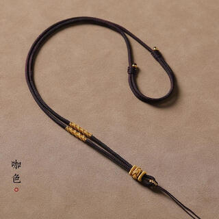 Beautifully made black necklace rope hand-woven rope hetian jade jade gold jade pendant safety buckle pendant lanyard hanging neck for men and women 2mm brown 1 piece