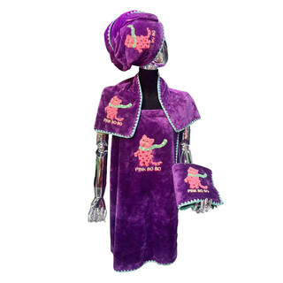 Fat donglai quality children's bath towel and hair drying cap new product quick-drying kawaii embroidery absorbent coral velvet thickened household purple bath skirt 85*115cm