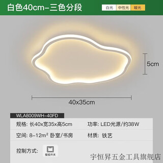维诺亚现代简约LED吸顶灯云朵创意个性卧室灯主卧儿童男孩女孩房间灯 白色【40厘米】三色变光