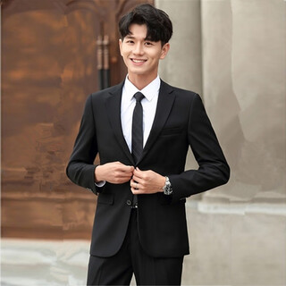 Bai feidi spring suit men's korean style slim top jacket groomsman groom wedding business professional formal small suit men black 3xl