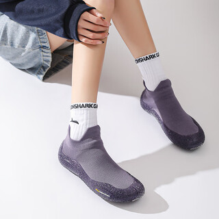 Xka winter and autumn thickened warm fitness soft bottom indoor exercise yoga skipping dance dance gymnastics silent non-slip sports shoes and socks modi purple wrapped liquid bottom 38-39 size