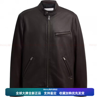 Coach fw25 stand collar long sleeve leather jacket men's new year's day gift brown s