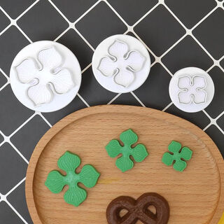 Fantasy persimmon mold decorative ornaments handmade persimmon leaf fondant baking tools plastic spring press die cutting mold persimmon leaf spring press mold 3-piece set