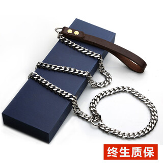 Ayoua competition grade 316 stainless steel p chain traction rope integrated p rope medium and large dog chain gold fur edge shepherd dog training rope wire diameter 4.0mm*200cm long (bold version)