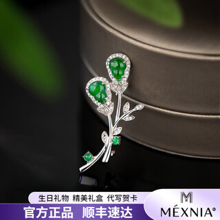 Mexnia high-end luxury jewelry ice jade brooch women's exquisite fashion pin silk scarf buckle fixed design gift fulu jade brooch