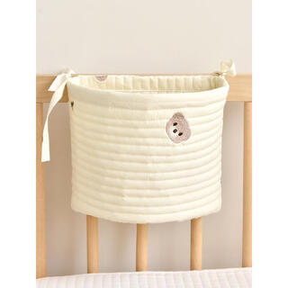 Renjuyi pure cotton baby bedside storage bag baby stroller hanging bag baby bedside storage bag diaper storage bag forest bear