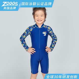 Zoggs uk children's boys new one-piece swimsuit one-piece sun protection swimming surfing suit hot spring quick-drying blue/green 4 years old
