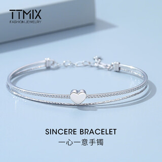 Ttmix fashionable platinum bracelet for women pt950 love platinum bracelet chain heart shape for girlfriend 7.3-7.5g 56mm