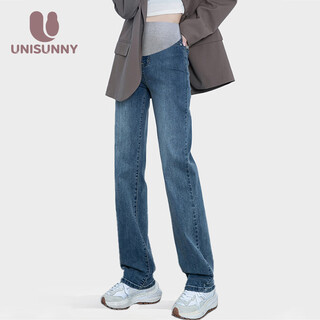 Pregnancy style maternity pants for autumn and winter outer wear plus velvet warm casual jeans for full pregnancy belly support wide leg pants straight leggings retro blue spring and autumn style m recommended 90 115jin jin is equal to 0.5 kg