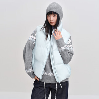 Leding volcanic rock puff feel down jacket vest women's 2025 winter new warm vest short style ice dew blue (ready stock) m
