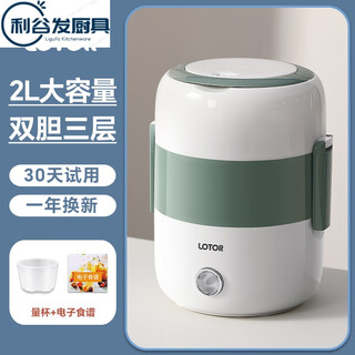 Tuojin german imported high-quality electric heating lunch box with built-in lunch box insulated steamed rice hot rice artifact can be plugged in 2l three-layer single bladder leak-proof green