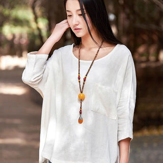 Qindu ethnic style retro agate pendant temperament women's long necklace versatile simple sweater chain pendant mother's day gift