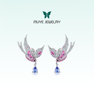 Makino natural colored treasure 925 silver tanzanite gemstone earrings magpie earrings original design colored treasure earrings