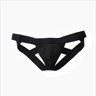 Long night men's underwear sexy underwear sexy back empty thong cotton breathable fashion youth trendy double thong black m