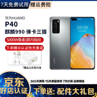 华为 HUAWEI P40 二手手机 二手华为手机 麒麟990 5G全面屏安卓智能 拍照游戏手机 冰霜银【赠3C认证快充】 8GB+128GB（精挑细选高电池效率） 95新