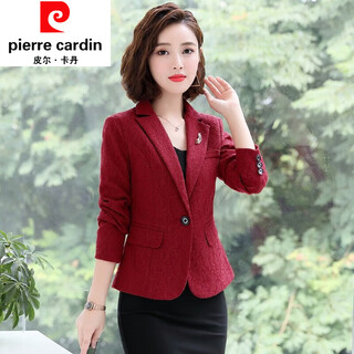 Pierre cardin early autumn lace small blazer women's 2022 spring and autumn new slim fit small long sleeve casual versatile burgundy xl