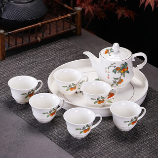 Songhui white porcelain gold-painted kung fu tea set with ceramic plate for household simple ear-proof anti-scalding cup teapot
