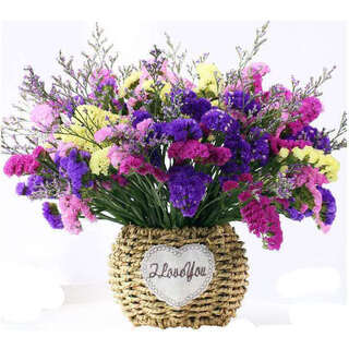 Aiman yunnan flowers dried flower bouquet forget-me-not lover grass combination starry living room real flower flower arrangement home furnishings six colors do not mix and match + citrine + grass containing round flower basket