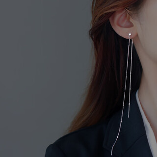 Yinao (yinao) 925 sterling silver ear wire women's summer style tassel fairy super long earrings female forest style super fairy niche design earrings long ear chain