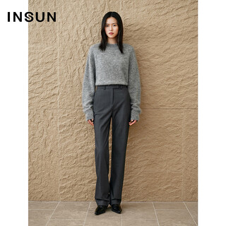 Enshang enshang winter gray blended simple commuting straight pants gray 36