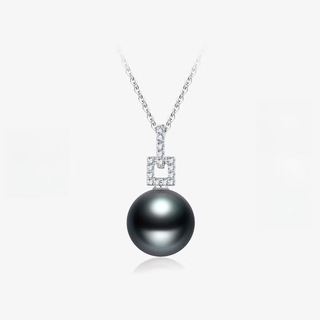 Guran tahitian black pearl pendant 18k gold diamond flawless strong luster seawater pearl pendant as a gift with s925 silver chain flawless/high quality 12-13mm