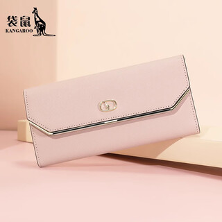 Kangaroo wallet women's genuine leather 2025 new fashionable clutch large capacity long women's clutch multi-card slot korean version girly pink