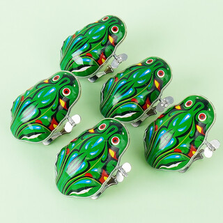 奇森上链条发条跳跳小鸟婴儿童宝宝发条玩具会跑的小动物 5只铁皮青蛙LOHW-01