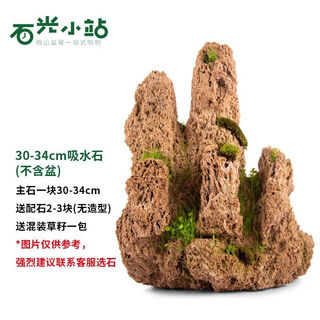 Shiguang station absorbent stone natural stone bonsai fish tank courtyard large fish pond landscaping absorbent stone original stone water stone bonsai 30-34cm absorbent stone does not include basin