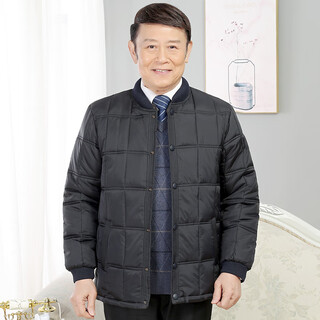 Autumn and winter middle-aged and elderly men's lining cotton-padded jackets, dad's winter thickened coats, autumn and winter style grandpa's lining-padded jackets, navy blue xl, weight 110-125 jin jin equals 0.5 kg
