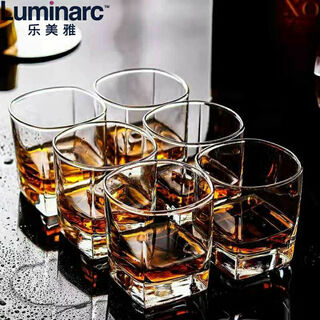 Lemeiya whiskey beer glass set square foreign wine cup three liang white wine glass household crystal glass 6 pieces 200ml-13845