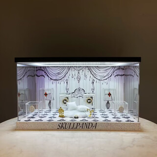 Bubble mart skullpanda weekday wonderland series blind box sp10 figure storage theme scene display box weekday wonderland display box (lighting style) inkjet display box + props
