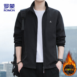 Romon jacket men's trendy autumn business executive stand collar loose casual windproof jacket men's jk83 black xl