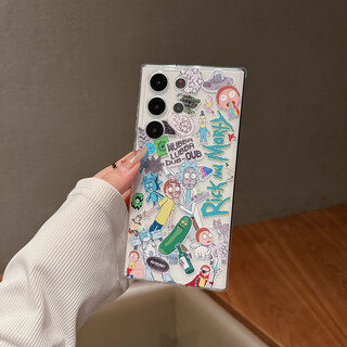 Crazy lion painting suitable for samsung s24ultra mobile phone case silicone all-inclusive cartoon transparent men's and women's galaxys24+ protective cover s24 ultra-thin anti-fall simple heat dissipation painted soft shell samsung s24ultra rick