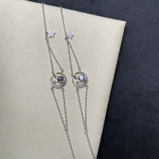 Long-color natural colored gemstone tourmaline tanzanite translucent blue moonlight blue ruby emerald aquamarine s925 silver inlaid bracelet 0g spinel rabbit moon star bracelet