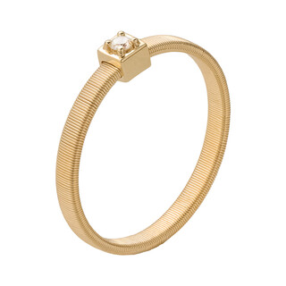 Chuxiao artist 18k gold german craftsmanship threaded square diamond ring sweet and cool casual men and women ins pair ring single diamond-light gold 9#