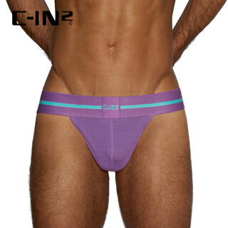 C-in2 new summer men's thong mesh sports butt-exposed sexy u-convex low-waist single thong for men 6802rt purple 505- 1 piece s suitable for 2 feet 1-2 feet 3 waist (28-30 size)