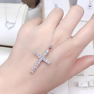 Fat donglai's same platinum cross pendant pt950 moissanite full of diamonds fashionable simple temperament women's necklace cold