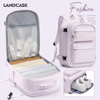 Landcase backpack travel bag women's large capacity backpack short-distance travel bag business luggage bag men's 3757 pink purple