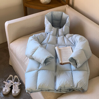 G.duck2025 new winter style girls' mid-length down cotton jacket, medium and large children's western-style casual cotton coat, baby cotton-padded jacket, blue 130 cm