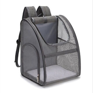Pet backpack, portable chest backpack, small dog backpack, travel pet space capsule bag, cat steel frame, fully transparent, gray, large size 11jin jin equals 0.5 kg