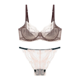 Victoria palace sexy and charming underwear, elegant ultra-thin lace bra set with push-up comfort, push-up big breasts, small bra, light pink 70a 32 (with s size underwear)