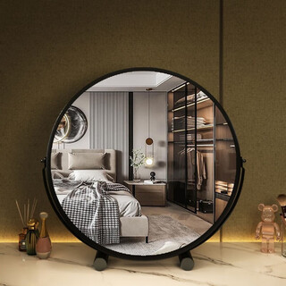 Perfeden bedroom mirror hd smart makeup mirror with light led dressing mirror desktop charging desktop dressing makeup mirror makeup mirror beauty mirror desktop cylindrical mirror classic black diameter 45 (plug-in version)