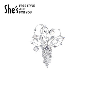 She s qianzi ice and snow secret realm brilliant craftsmanship crystal frost flower brooch high-end temperament corsage pin birthday gift for women silver h0