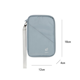 唯唐小镇多功能证件包护照夹证件收纳包机票夹旅行收纳袋卡包 护照收纳 蓝灰色小号-防盗刷保护