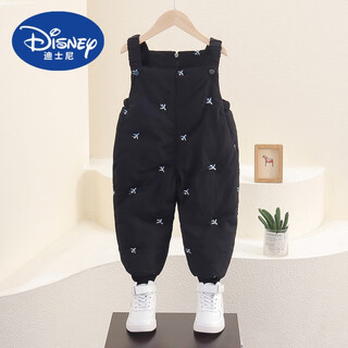 Disney children's winter down pants 2024 new baby style down overalls for boys and girls winter comfortable warm pants black 90cm
