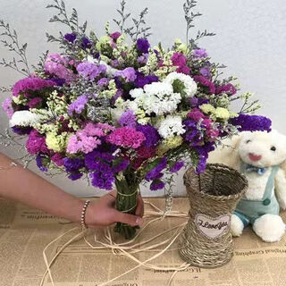 Aiman yunnan flowers dried flower bouquet forget-me-not lover grass combination starry living room real flowers flower arrangement home furnishings six colors do not mix + citrine + grass about 30 count not included in basket