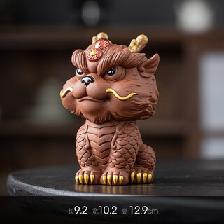 Yuxuan creative national trend longbao purple clay tea pet lucky zodiac dragon ornament handmade can grow tea and play tea ceremony tea table yy--longbao good luck head (red clay)